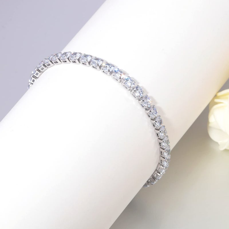 CiNily Adjustable Tennis Cubic Zirconia Bracelet for Women 14K Gold Plated Hypoallergenic Slider Bracelet Jewelry Gift (Adjustable bracelet-white) - Image 4